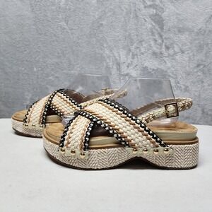 Kelsi Dagger Sandals Womens Size 9.5 Chunky Platform Brooklyn Pace Raffia Anthro